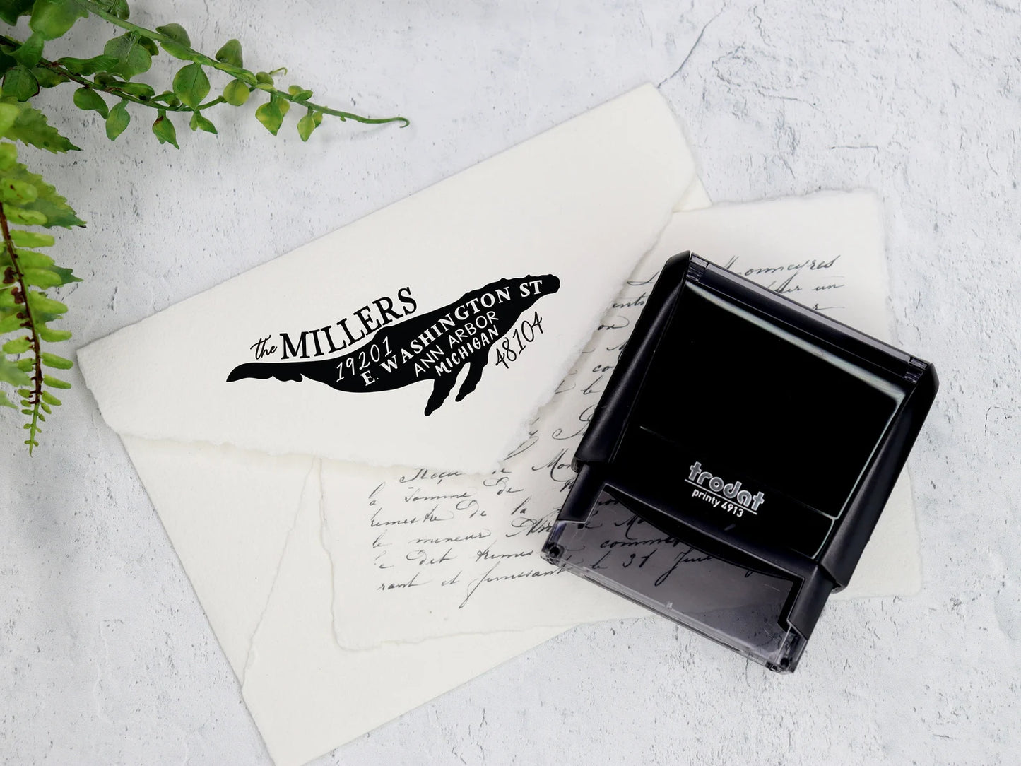 Whale Address Stamp | Size 2.5"x1" A87