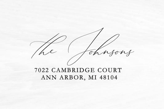 Calligraphy Return Address Stamp | 2" x 1" - A25