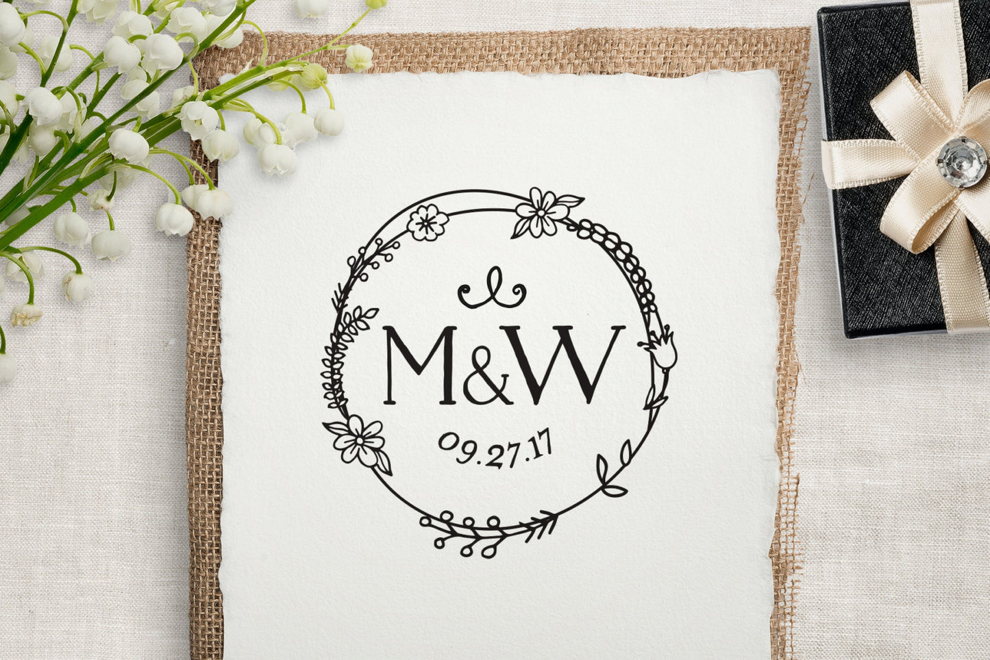 Wedding Stamp, Custom Rubber Stamp, DIY Wedding Stamp, Monogram Wedding Favor Stamp. Custom Wedding Stamp 2x2, 3x3, or 4x4 inches - W19