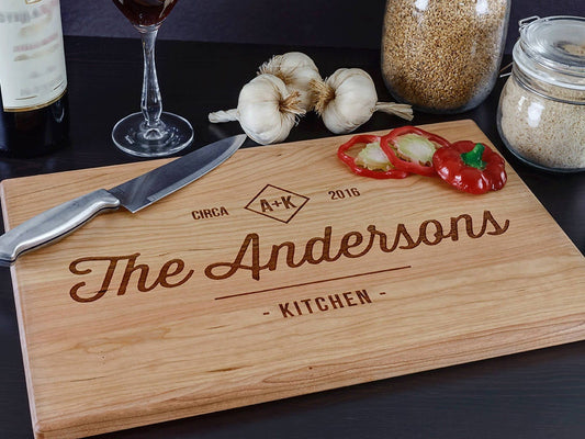 Custom Cutting Board, Personalized Cutting Board, Wedding Gifts for Newlyweds or Anniversary, Housewarming Gift, Engraved Wood Cutting Board