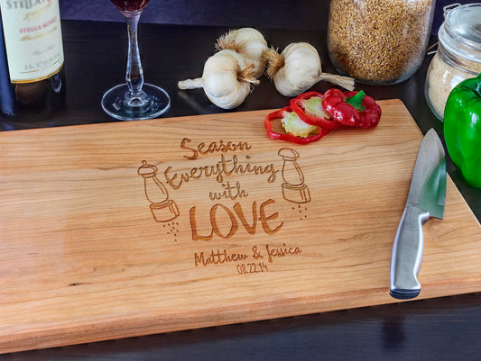 Custom Cutting Board, Personalized Cutting Board, Wedding Gift, Housewarming Gift, Engraved Wood Cutting Board, Season Everything