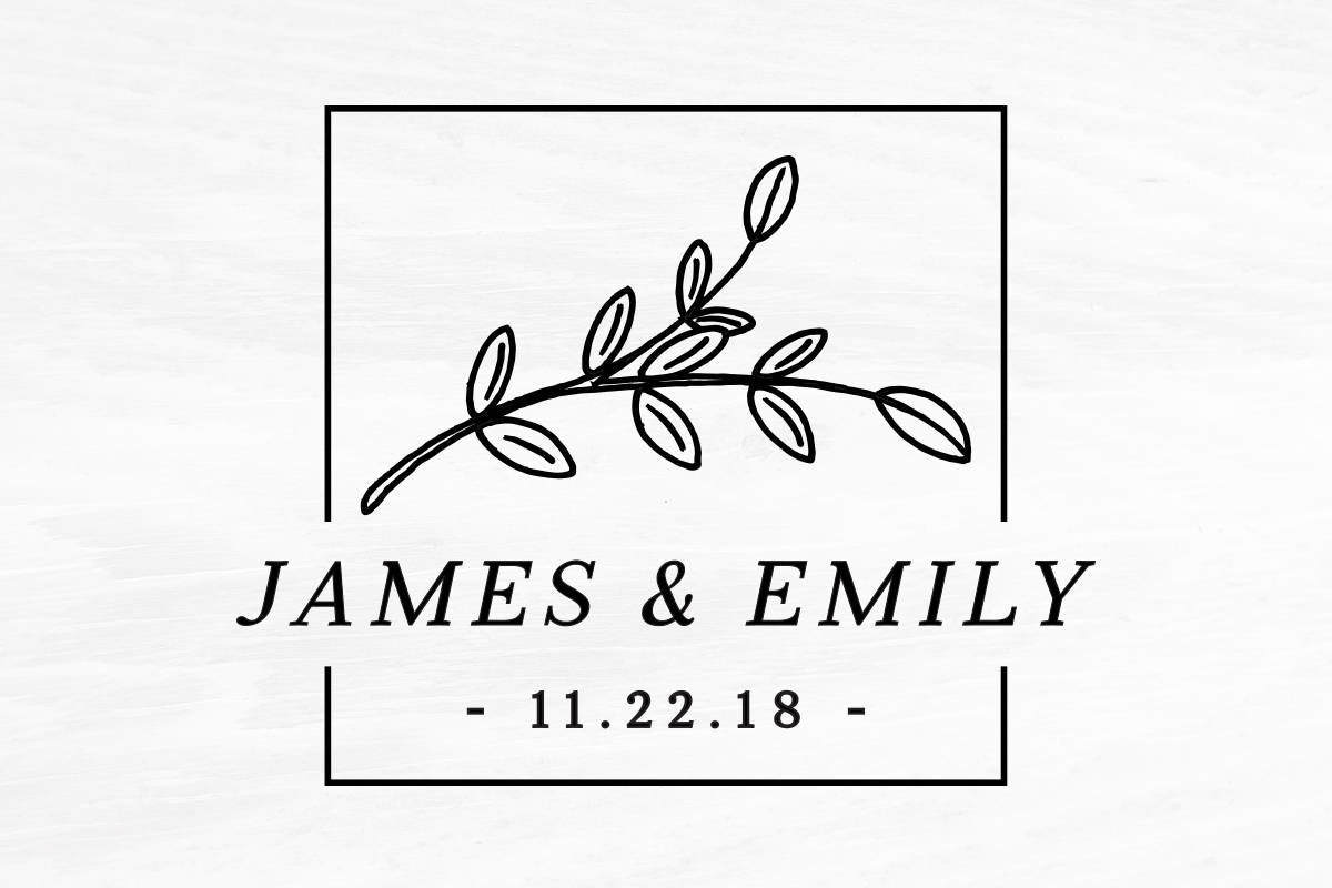 Wedding Stamp, Wedding Favors, Custom Rubber Stamp, DIY Wedding Stamp, Botanical. Custom Stamp 2.5x2 Inch - W31