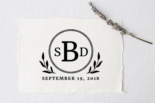 Wedding Rubber Stamp for Wedding Favors, Napkins, Cards. Custom Rubber Stamp, DIY Wedding Stamp, Monogram. Custom Stamp 2 to 3 Inch - W40