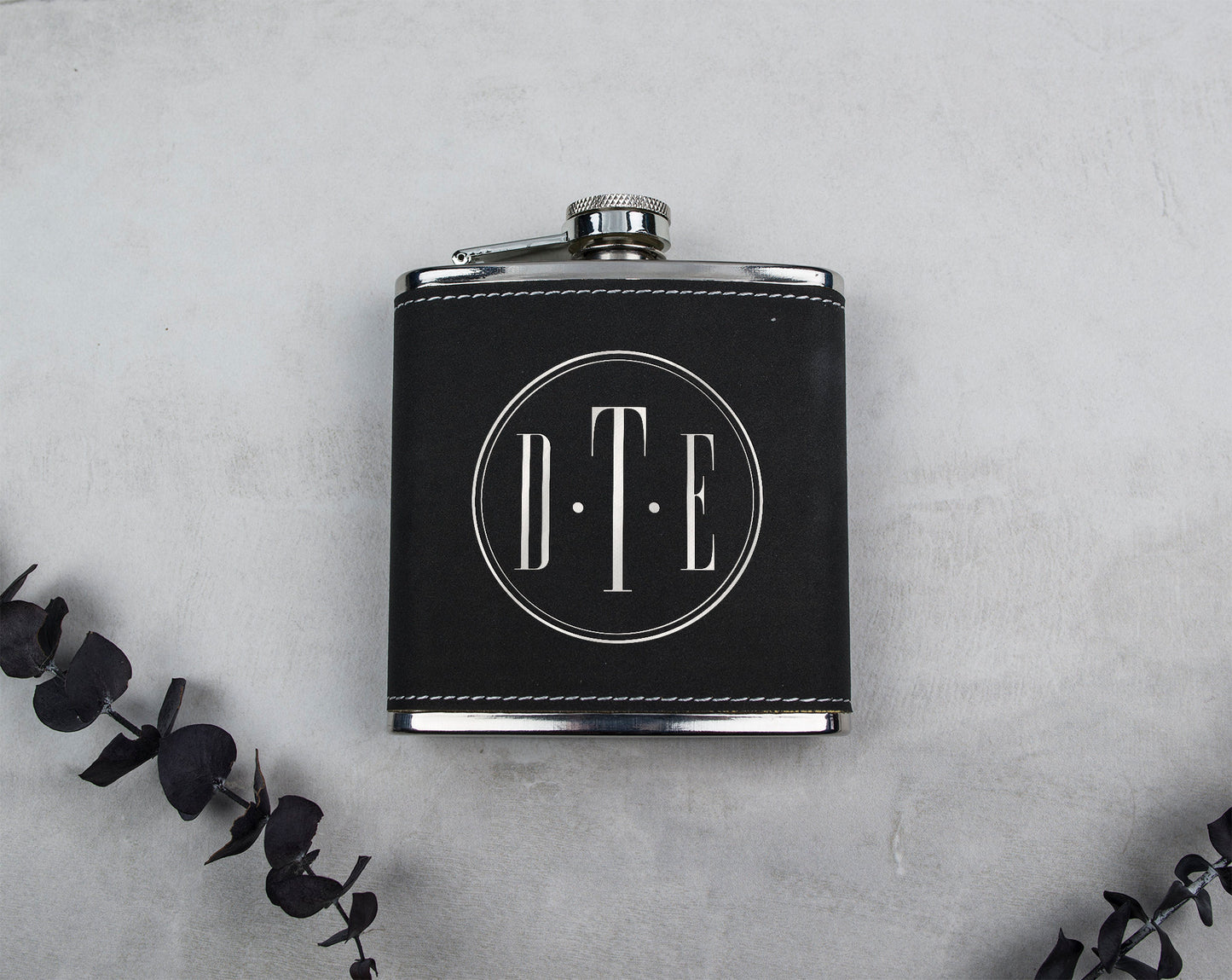 Monogrammed Flask, Groomsmen Flask, Wood Flask, Engraved Flask, Hip Flask, Leather Flask For Groomsmen, Wedding Flasks  - F6