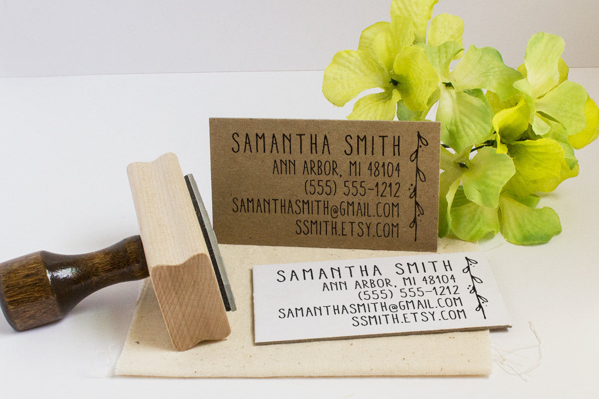 Hand Drawn Vine Business Card Stamp