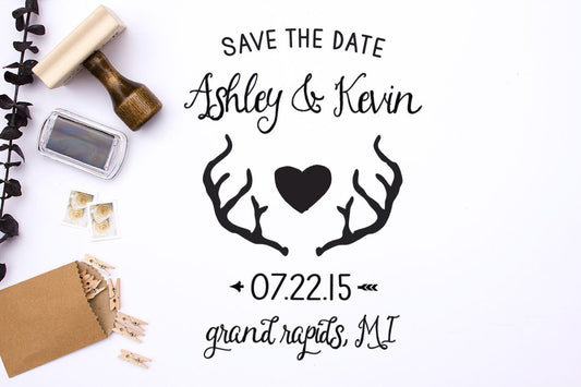 Save The Date Stamp, Wedding Invitation Stamp, DIY Wedding Stamp, Custom Rubber Stamp