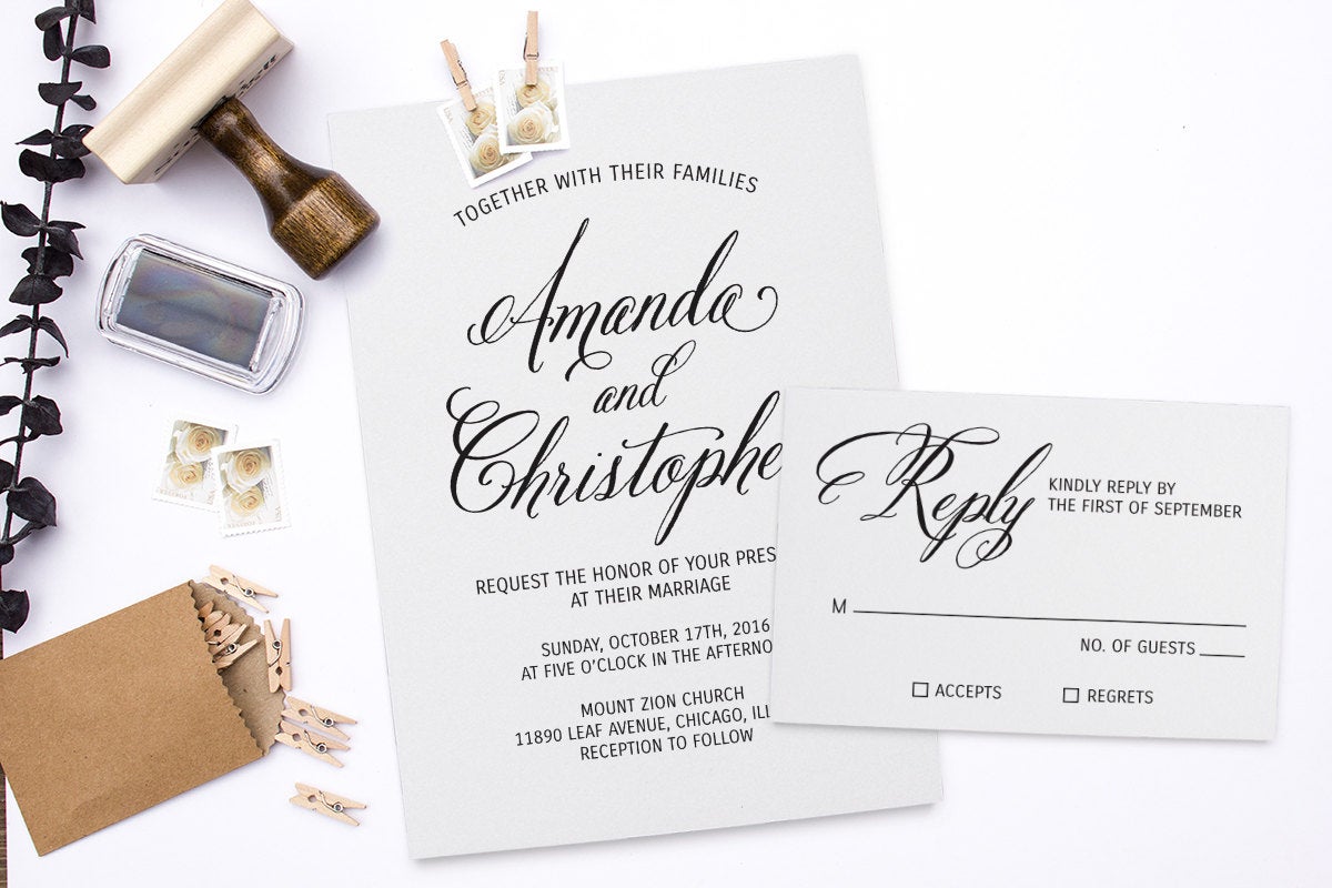 Calligraphy Address Stamp Return Wedding Invitation Holiday Card