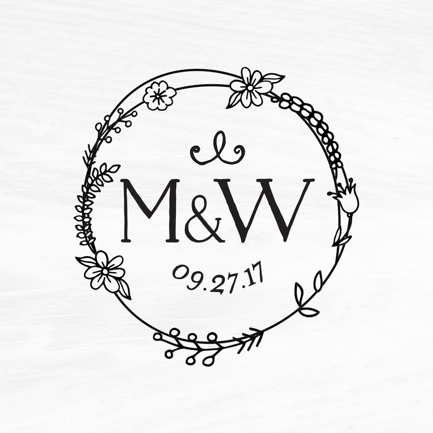 Floral Wreath Wedding Stamp - W19